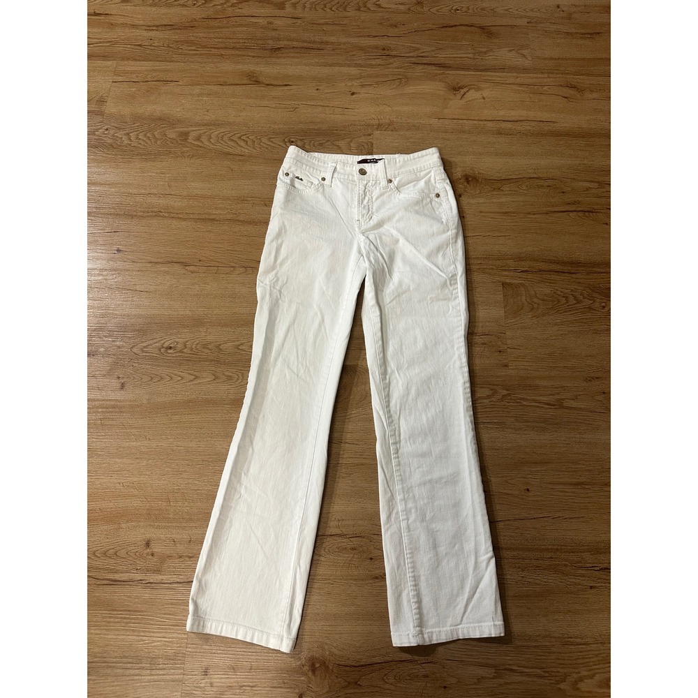 Cambio Norah Slim Womens 4 White Stretch Jeans Embroidered Pockets EU 34